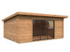 Gartenhaus LEA 19,4 m² - 530x380cm; 44mm ; inkl. Boden, Schiebetür - natur + farbig -