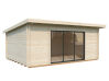 Gartenhaus LEA 19,4 m² - 530x380cm; 44mm ; inkl. Boden, Schiebetür - natur + farbig -