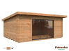Gartenhaus LEA 19,4 m² SLIDE PLUS ISO - 530x380cm; 44mm,  inkl. Boden, Schiebetür - natur + farbig -