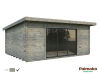 Gartenhaus LEA 19,4 m² SLIDE PLUS ISO - 530x380cm; 44mm,  inkl. Boden, Schiebetür - natur + farbig -