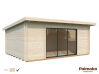 Gartenhaus LEA 19,4 m² SLIDE PLUS ISO - 530x380cm; 44mm,  inkl. Boden, Schiebetür - natur + farbig -