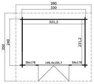 Gartenhaus FINJA 1 - 44 mm ISO - 350×260 cm, inkl....