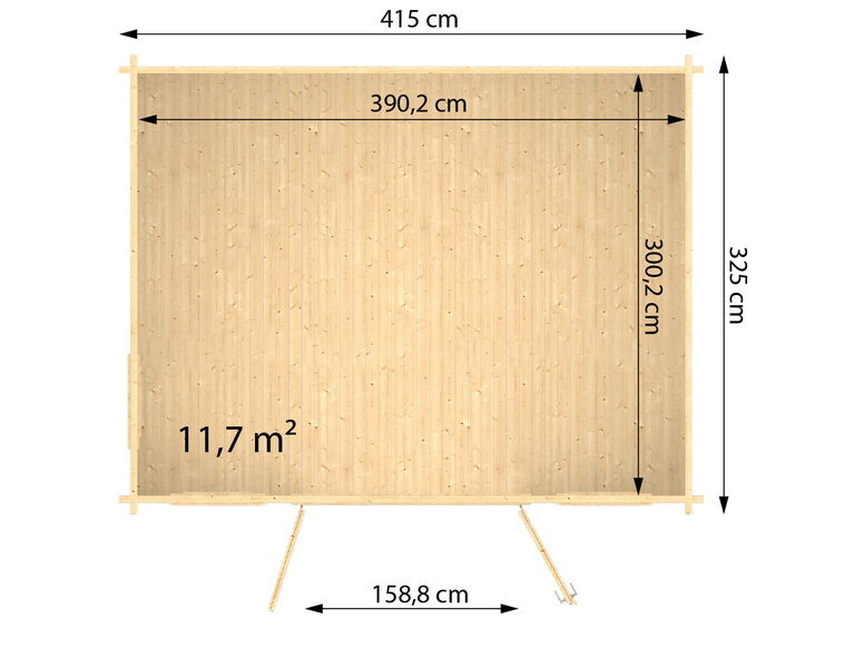Gartenhaus FINJA 2 - 44 mm ISO - 419×329 cm, inkl. Fußboden