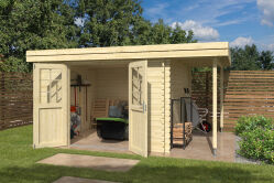 Gartenhaus BASTIAN 34 mm - 300×300 cm + 100 cm...