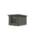 Gartenhaus Hybrid ORION terragrau/Rahmen anthrazit 28 mm - 271x271 cm, Stahlecken, Trapezblechdach