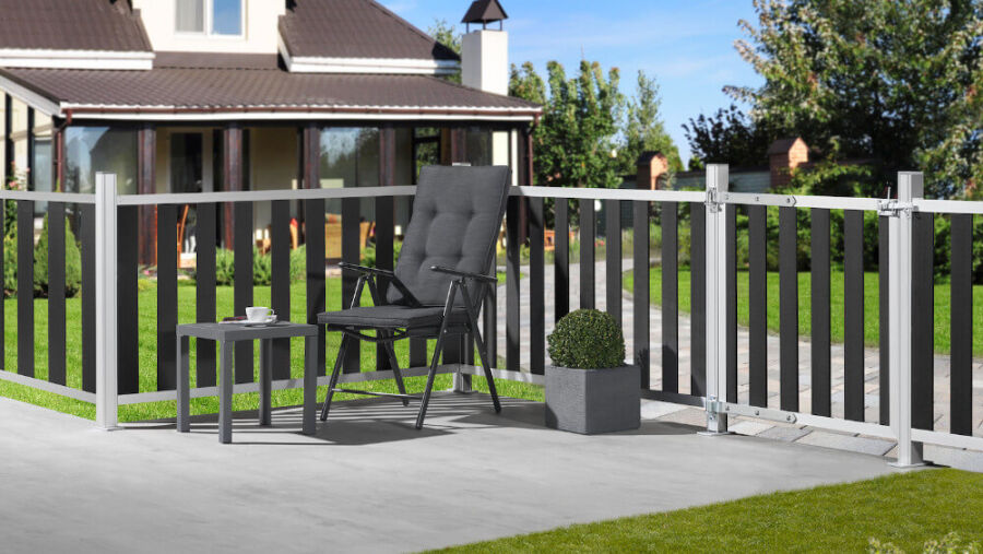 Vorgartenzaun DELANO anthrazit mit ALU-Rahmen silber 180x100 cm