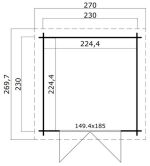Gartenhaus DENVER 230 x 230 cm; 28 mm Blockbohlen