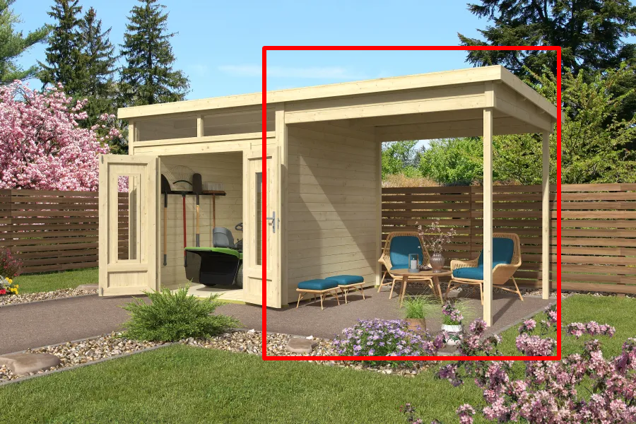 Schleppdach 250x250 für Gartenhaus LEON 2 - 250x250 cm - 28 mm, natur