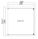 Schleppdach 250x250 für Gartenhaus LEON 2 - 250x250...