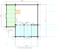 Ferienhaus Amrum 500 x 517 cm; 50mm Wandstärke; inkl. Schlafboden, 3-Giebelhaus