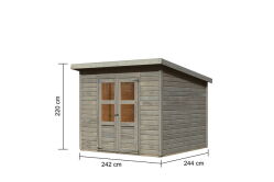 Karibu Gartenhaus MERSEBURG 6 vorvergraut 14mm Wändstärke