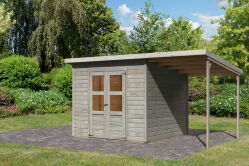 Karibu Gartenhaus MERSEBURG 6 im Set mit Anbaudach...