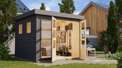 Karibu Gartenhaus LAHAR 3,5 terragrau 19 mm...