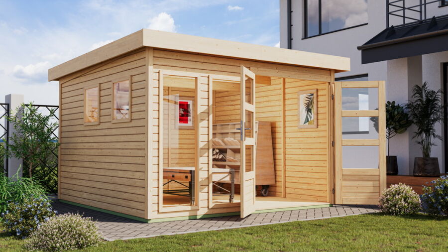 Karibu Gartenhaus LAHAR 6 naturbelassen 19 mm Wändstärke