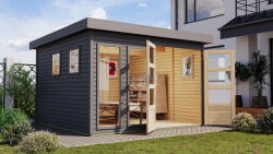 Karibu Gartenhaus LAHAR 6 terragrau 19 mm...