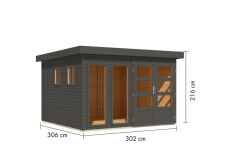 Karibu Gartenhaus LAHAR 6 terragrau 19 mm...