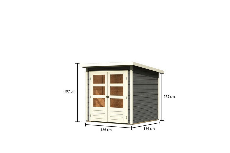 Karibu Gartenhaus STOCKACH 2 terragrau 19 mm Wändstärke