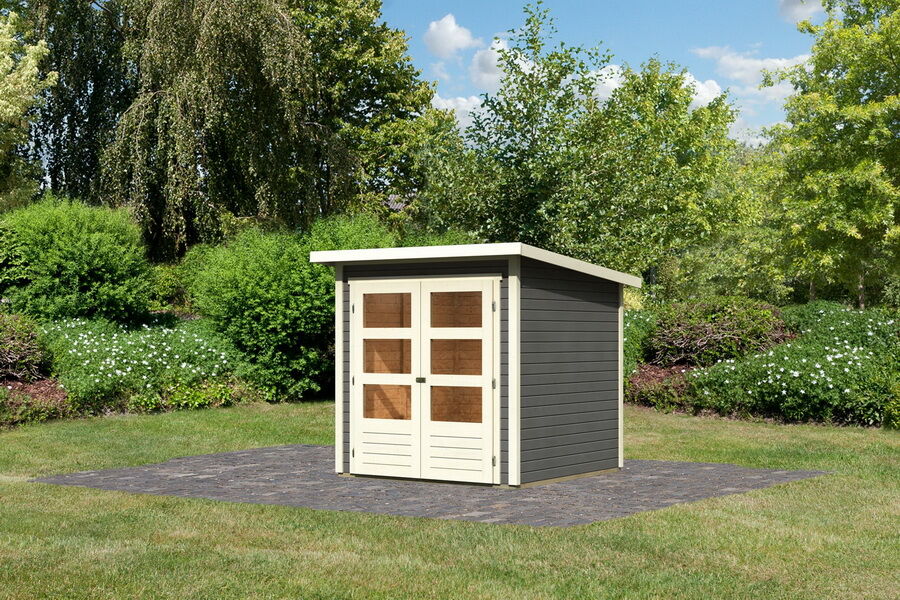 Karibu Gartenhaus STOCKACH 2 terragrau 19 mm Wändstärke