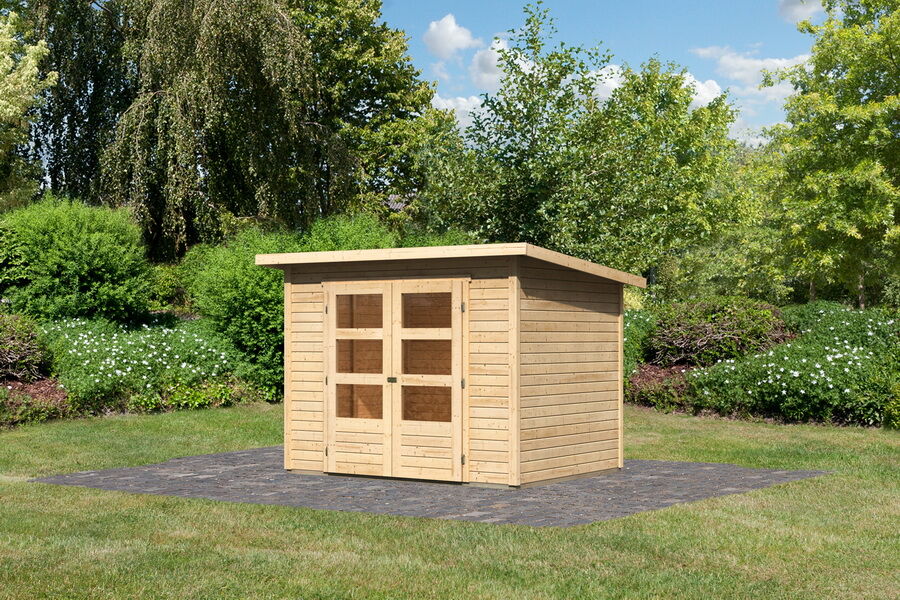 Karibu Gartenhaus STOCKACH 3 terragrau 19 mm Wändstärke