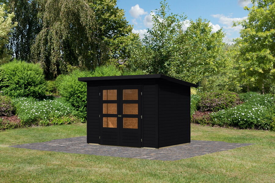 Karibu Gartenhaus STOCKACH 3 schwarz 19 mm Wändstärke