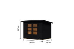 Karibu Gartenhaus STOCKACH 3 schwarz 19 mm Wändstärke