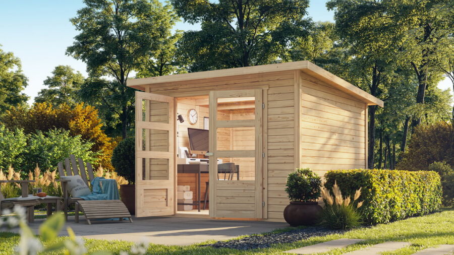 Karibu Gartenhaus STOCKACH 4 naturbelassen 19 mm Wändstärke