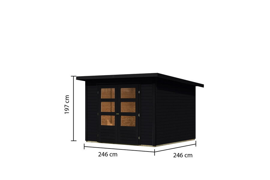 Karibu Gartenhaus STOCKACH 4 schwarz 19 mm Wändstärke