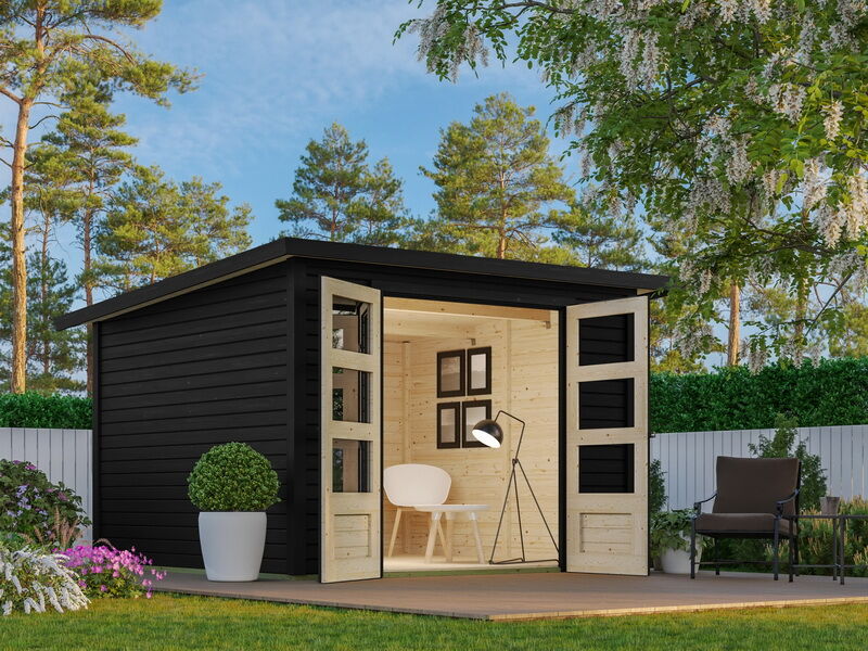Karibu Gartenhaus STOCKACH 4 schwarz 19 mm Wändstärke