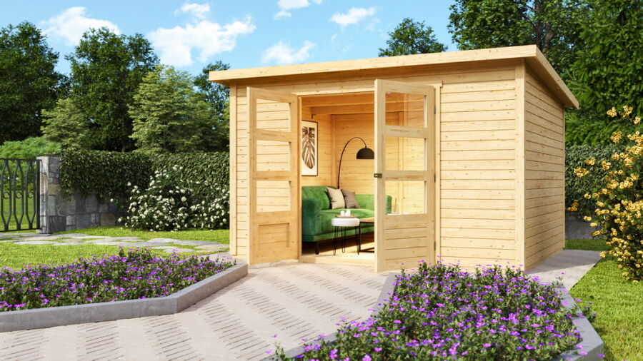 Karibu Gartenhaus STOCKACH 5 naturbelassen 19 mm Wändstärke