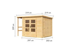 Karibu Multifunktionshaus natur 28 mm mit Schrank und...