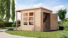 Karibu Multifunktionshaus natur 28 mm mit Schrank und Anbaudach
