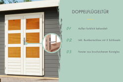 Karibu Multifunktionshaus terragrau 28 mm mit Schrank und Anbaudach