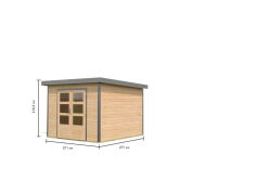 Karibu Hybrid Gartenhaus PLUTO 6 A naturbelassen / Metall  graualuminium 28 mm 270 x 270 cm