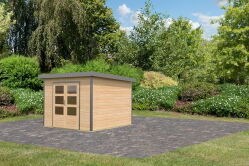 Karibu Hybrid Gartenhaus PLUTO 6 A naturbelassen / Metall  graualuminium 28 mm 270 x 270 cm