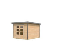 Karibu Hybrid Gartenhaus PLUTO 6 A naturbelassen / Metall  graualuminium 28 mm 270 x 270 cm