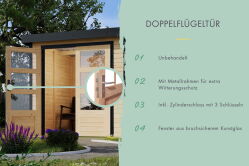 Karibu Hybrid Gartenhaus PLUTO 6 A naturbelassen / Metall  graualuminium 28 mm 270 x 270 cm