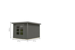 Karibu Hybrid Gartenhaus PLUTO 6 A terragrau / Metall graualuminium 28 mm 270 x 270 cm