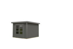 Karibu Hybrid Gartenhaus PLUTO 6 A terragrau / Metall graualuminium 28 mm 270 x 270 cm