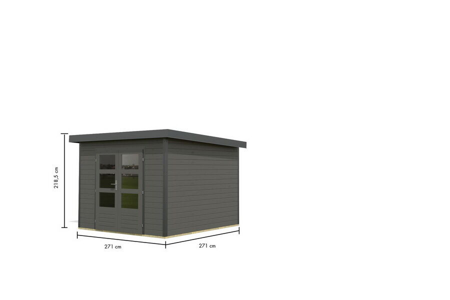 Karibu Hybrid Gartenhaus PLUTO 6 B terragrau / Metall anthrazit 28 mm 270 x 270 cm