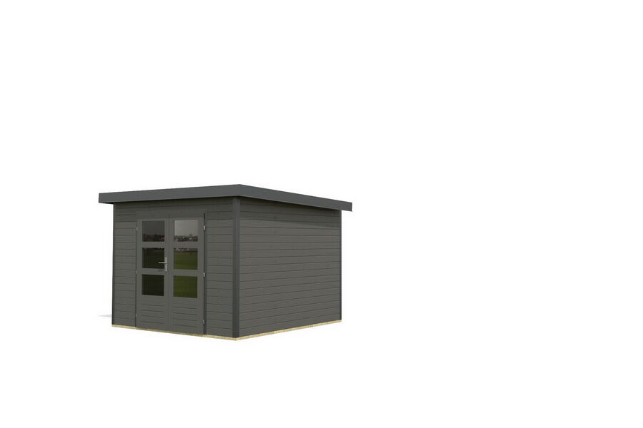 Karibu Hybrid Gartenhaus PLUTO 6 B terragrau / Metall anthrazit 28 mm 270 x 270 cm