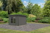 Karibu Hybrid Gartenhaus PLUTO 6 B terragrau / Metall anthrazit 28 mm 270 x 270 cm