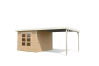 Karibu Hybrid Gartenhaus PLUTO 6 A naturbelassen / Metall anthrazit 28 mm mit Anbaudach 3 m 570 x 270 cm