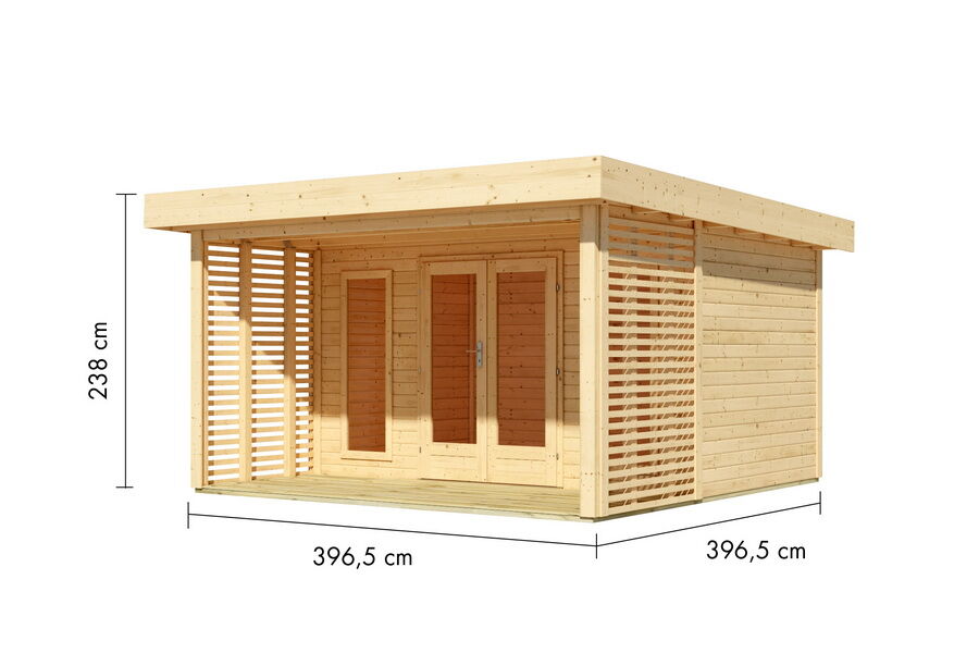 Karibu Gartenhaus RIVEN naurbelassen 38 mm mit erhöhter Schneelast