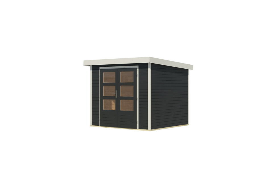 Karibu Hybrid Gartenhaus JUPITER 3 C anthrazit / Metall weiß 19 mm