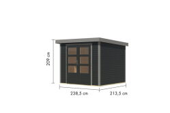 Karibu Hybrid Gartenhaus JUPITER 3 C anthrazit / Metall graualuminium 19 mm