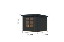 Karibu Hybrid Gartenhaus JUPITER 3 C anthrazit / Metall anthrazit 19 mm