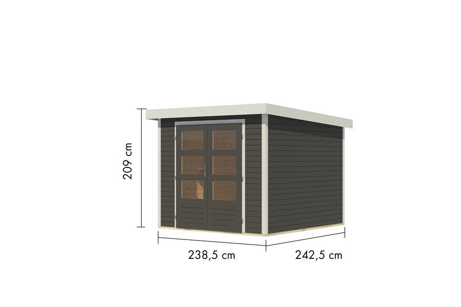 Karibu Hybrid Gartenhaus JUPITER 3,5 A terragrau / Metall weiß 19 mm 238 x 242 cm
