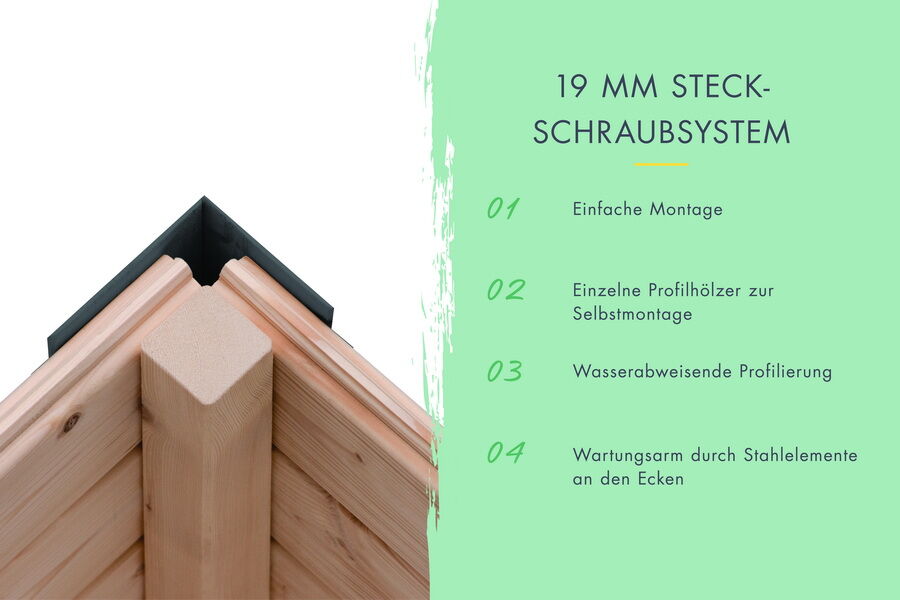 Karibu Hybrid Gartenhaus JUPITER 3,5 A terragrau / Metall weiß 19 mm 238 x 242 cm