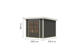 Karibu Hybrid Gartenhaus JUPITER 3,5 A terragrau / Metall weiß 19 mm 238 x 242 cm