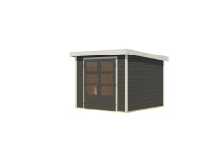 Karibu Hybrid Gartenhaus JUPITER 3,5 A terragrau / Metall weiß 19 mm 238 x 242 cm